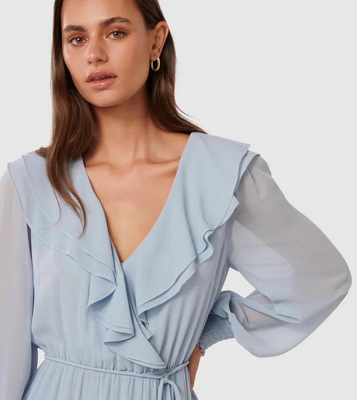 forever new  ORLA Ruffle Godet Midi Dress for Women | Best Price UAE